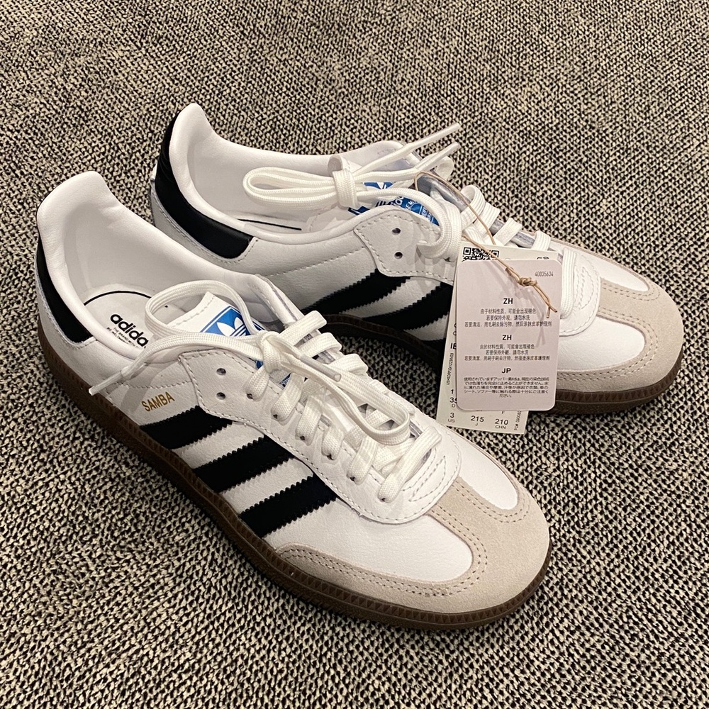 Adidas Samba White and Black youth shoes